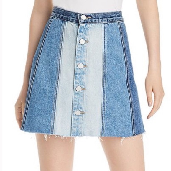 Blank NYC All or Nothing Denim Jean Skirt 26 Dolls Kill patchwork denim skirt - Picture 2 of 13